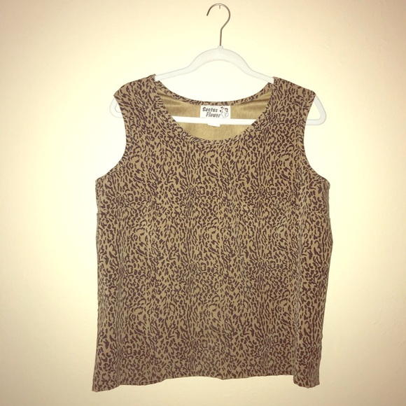 ⚡️Cactus Flower Leopard Print Tank Size XL - Picture 1 of 5